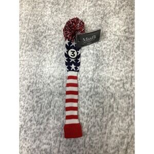 Maxfli Fairway Knit Headcover American Flag Red White Blue Pom Pom 3 Wood MX496